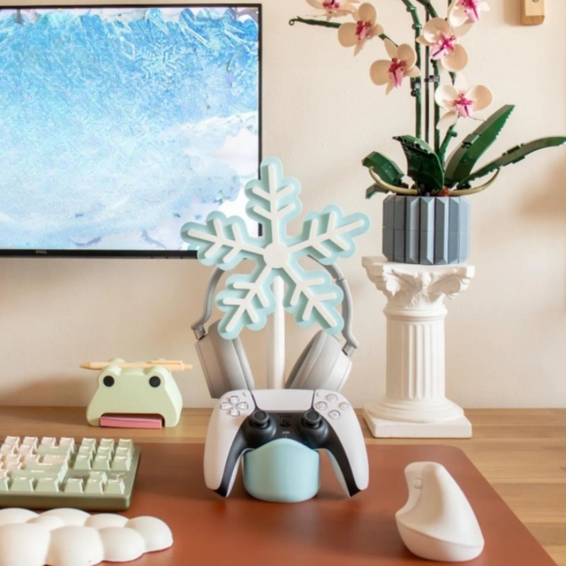Gaming Accessories Rack - 눈송이 모양 헤드폰 스탠드 3D 프린팅